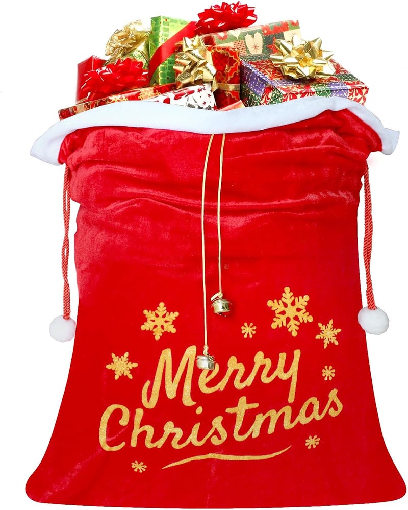 ZMCINER Giant Christmas Santa Sack Christmas Gift Bags with Cord Drawstring (36" x 25") for Indoor Xmas Give Decoration, Holiday Gift Decor, Giant Presents Gifts Wrap - Image 1